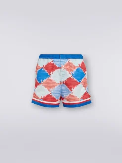 Swimming trunks in slub nylon with logo print