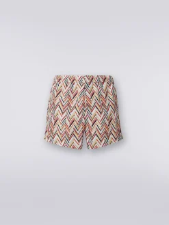 Swimming trunks with brushstroke effect zigzag print