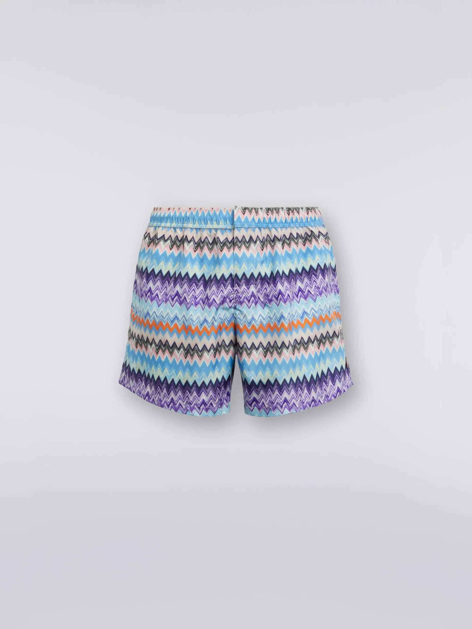 Technical fabric swimming trunks with chevron print