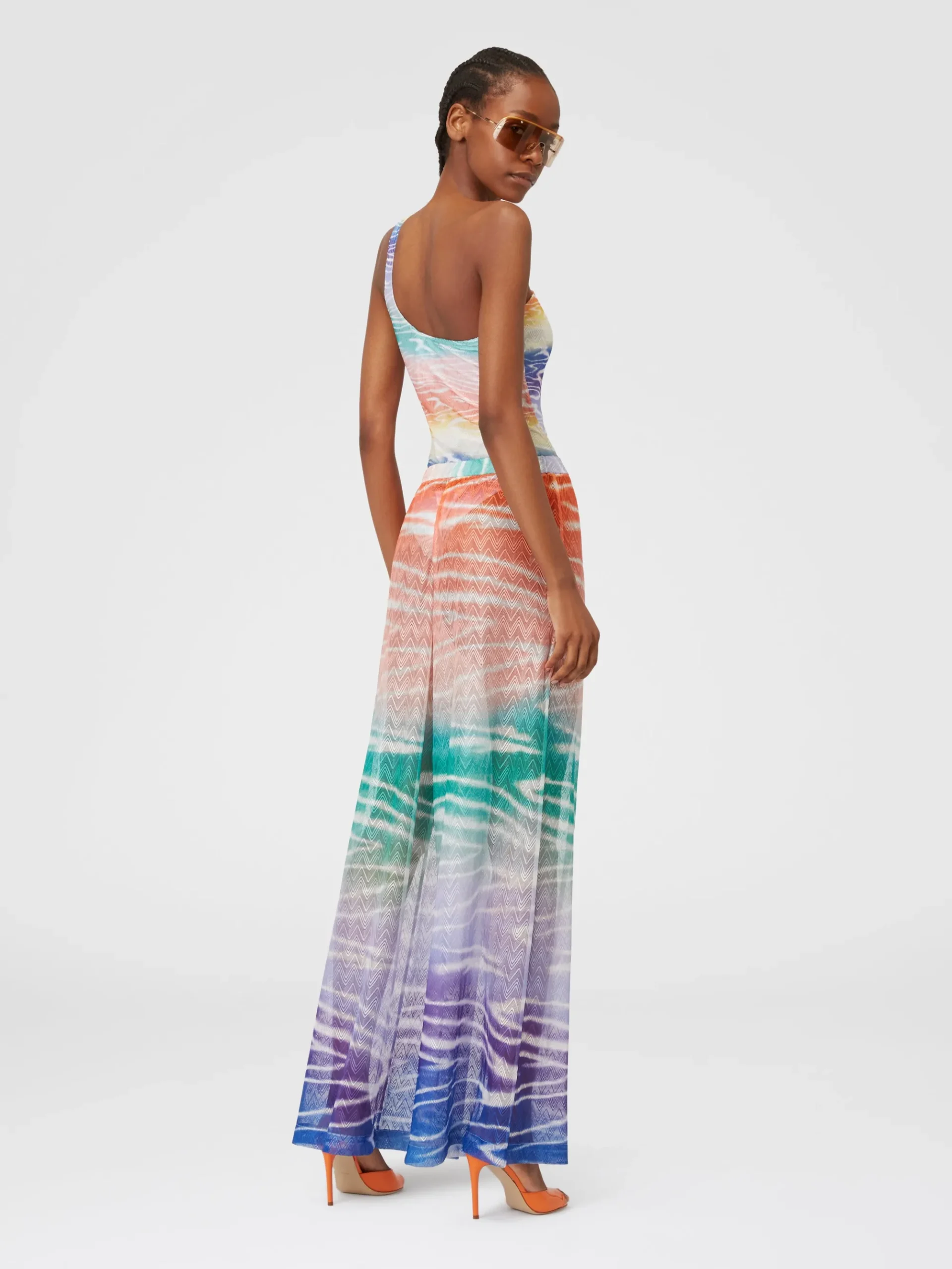 Tie-dye print cover up trousers