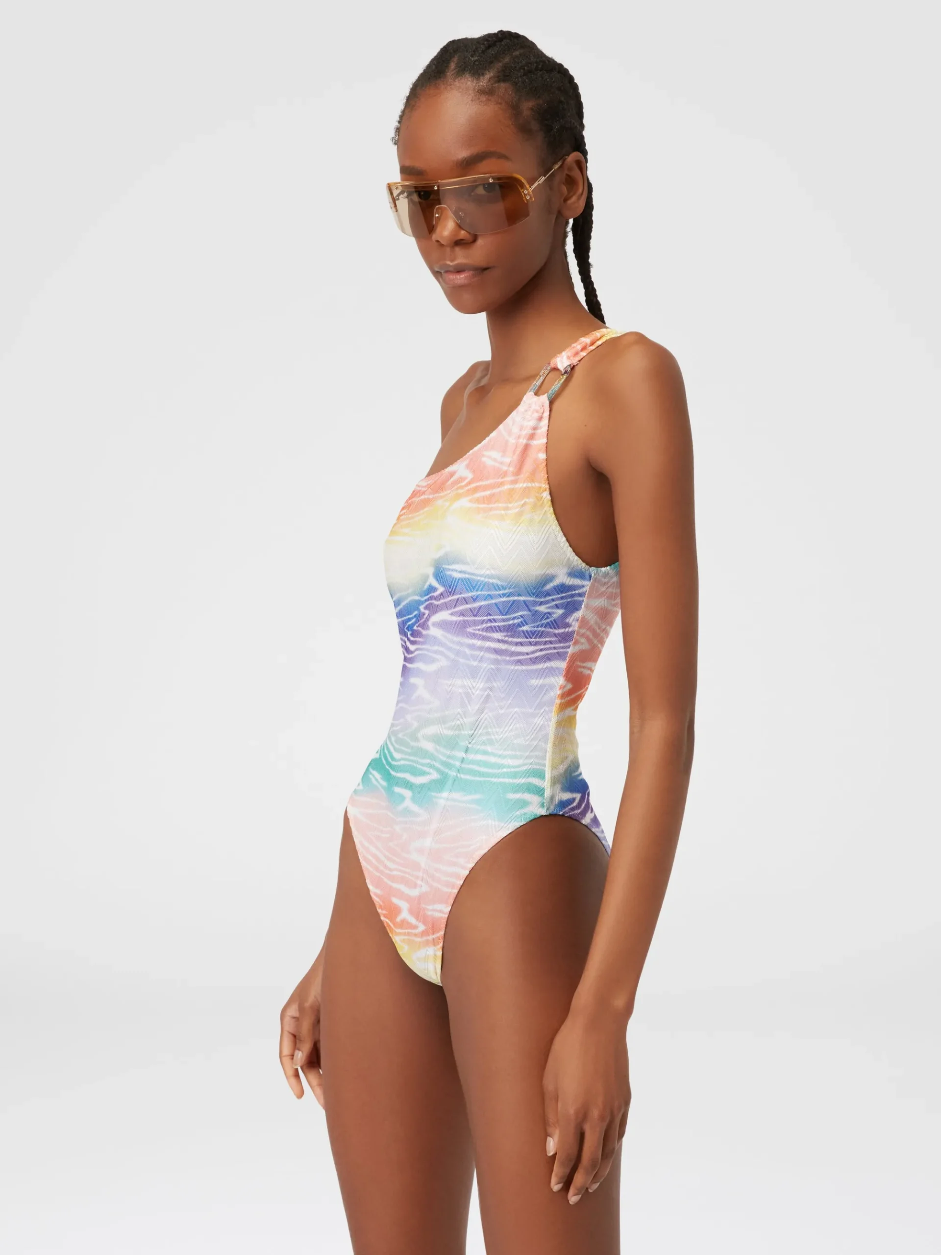 Tie-dye print one-piece swimming costume