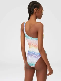 Tie-dye print one-piece swimming costume