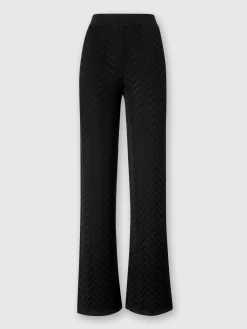 Tonal chevron pattern straight trousers