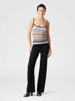 Tonal chevron pattern straight trousers