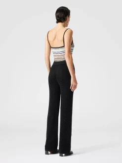 Tonal chevron pattern straight trousers