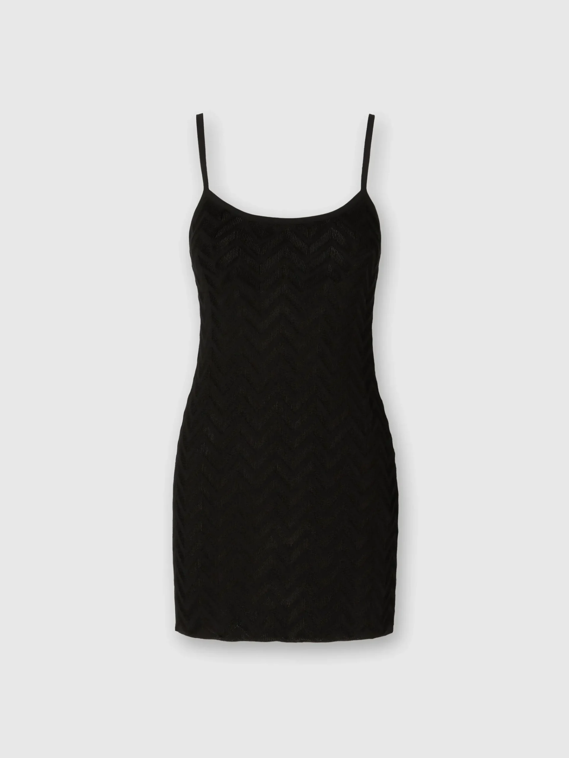 Tonal chevron sleeveless mini-dress