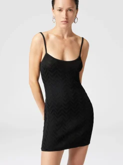 Tonal chevron sleeveless mini-dress