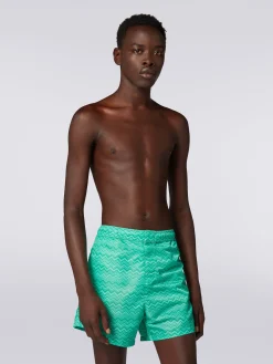 Tonal zigzag print swimming trunks
