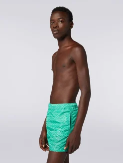 Tonal zigzag print swimming trunks