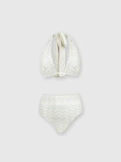 Tone-on-tone viscose blend chevron bikini with lurex