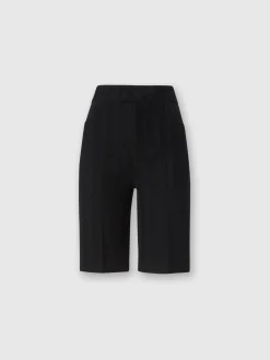 Tone-on-tone zigzag cotton and viscose Bermuda shorts