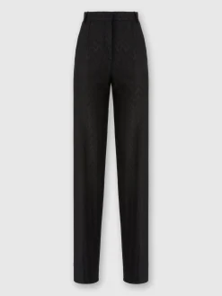 Tone-on-tone zigzag motif carrot-fit trousers