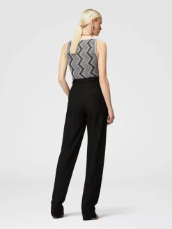 Tone-on-tone zigzag motif carrot-fit trousers