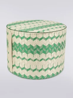 Tread 40x30 cm cylindrical pouffe with 3D effect chevron