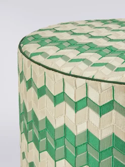 Tread 40x30 cm cylindrical pouffe with 3D effect chevron