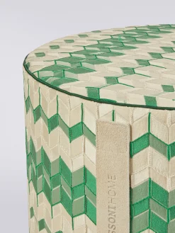 Tread 40x30 cm cylindrical pouffe with 3D effect chevron