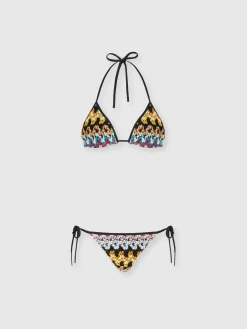Triangle bikini in lamé viscose lace