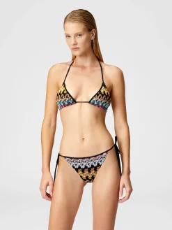 Triangle bikini in lamé viscose lace
