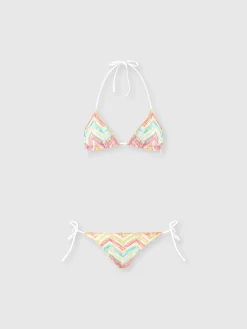 Triangle bikini in printed tulle