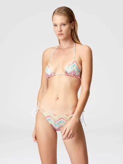 Triangle bikini in printed tulle