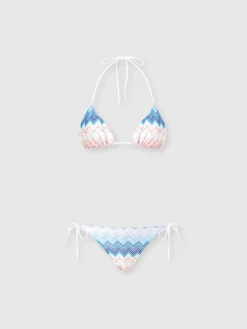 Triangle bikini in viscose blend zig zag lamé