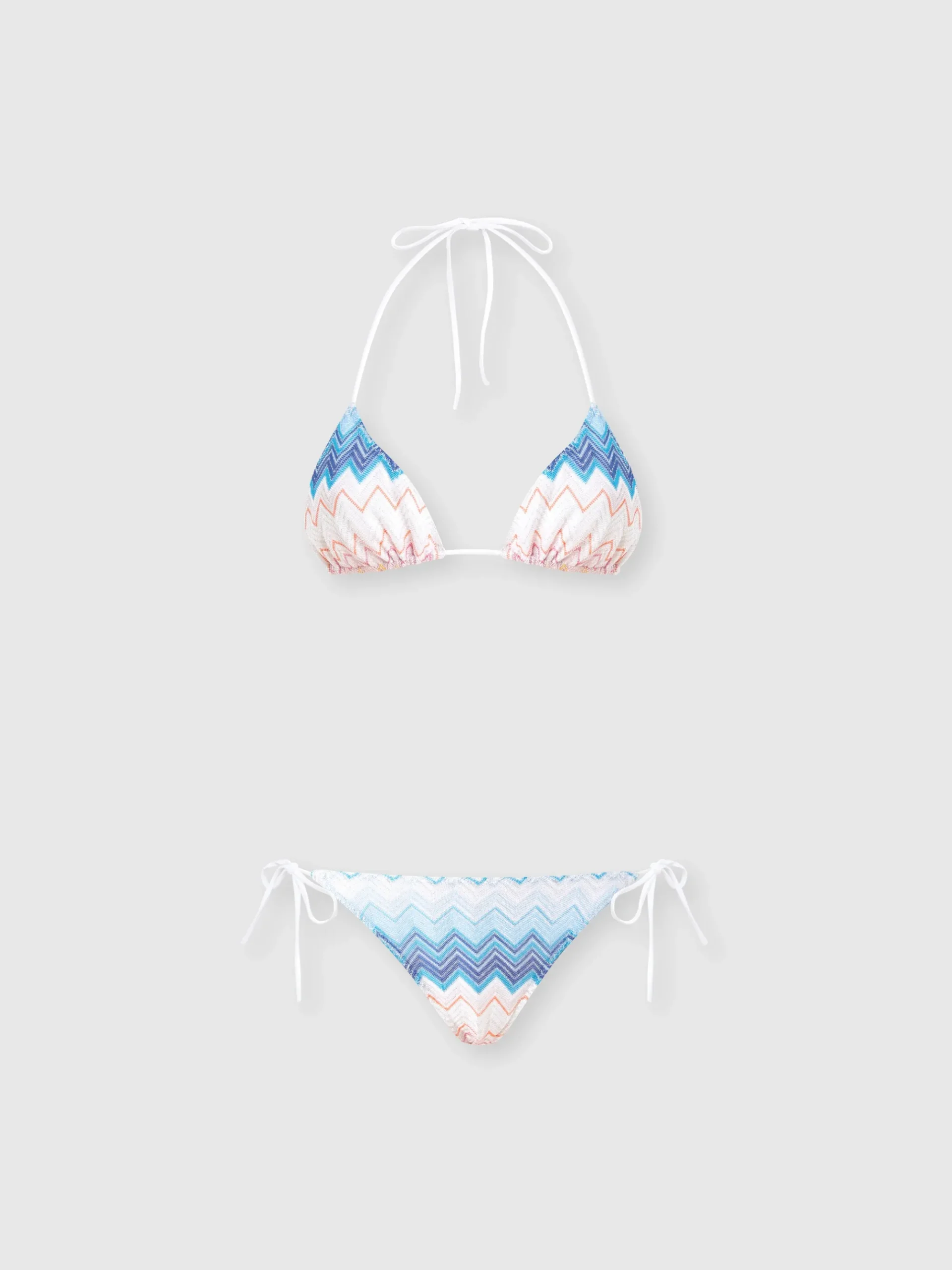 Triangle bikini in viscose blend zig zag lamé