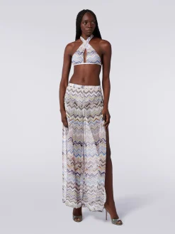 Trousers in zigzag mesh viscose with lurex
