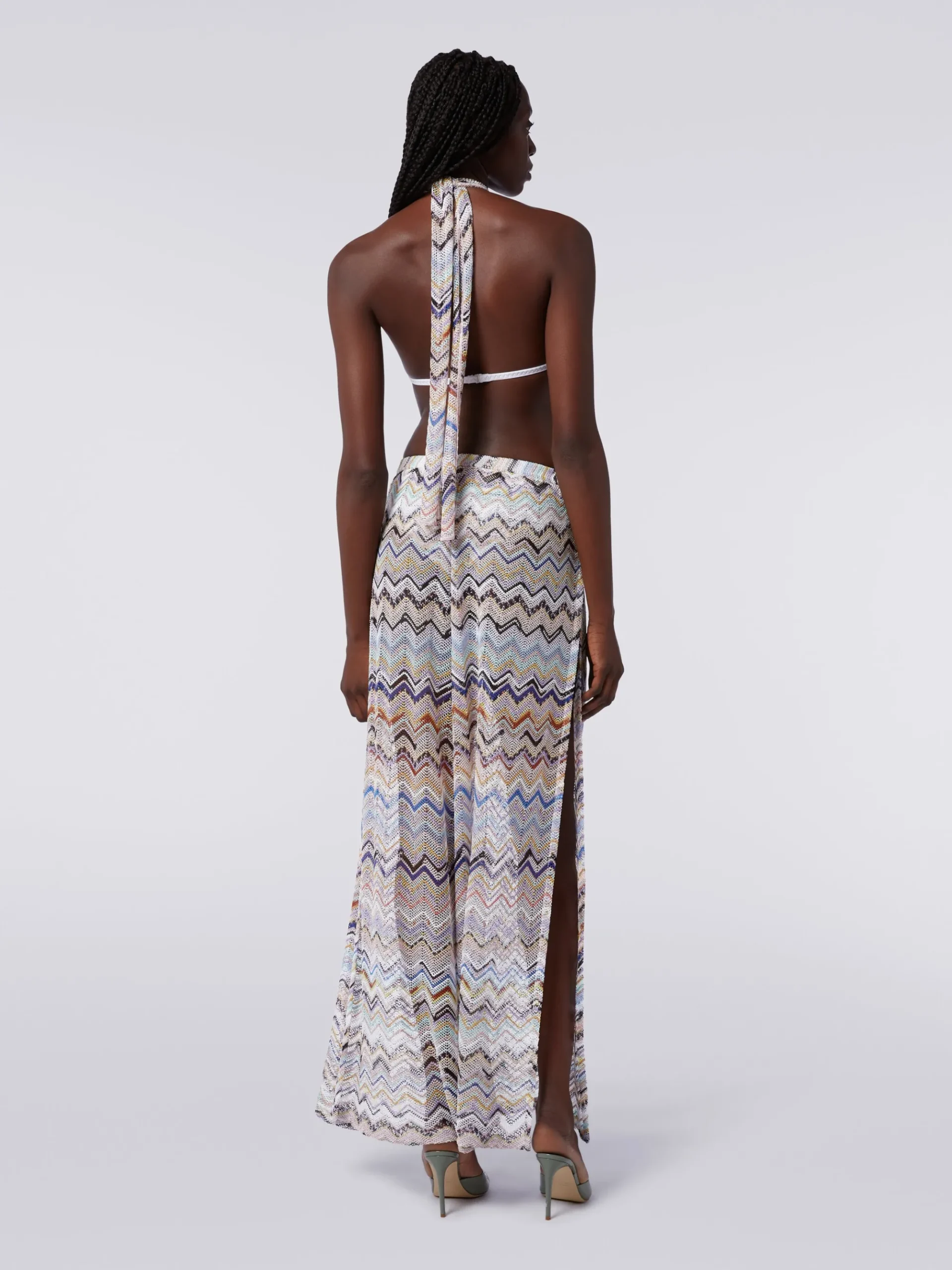 Trousers in zigzag mesh viscose with lurex