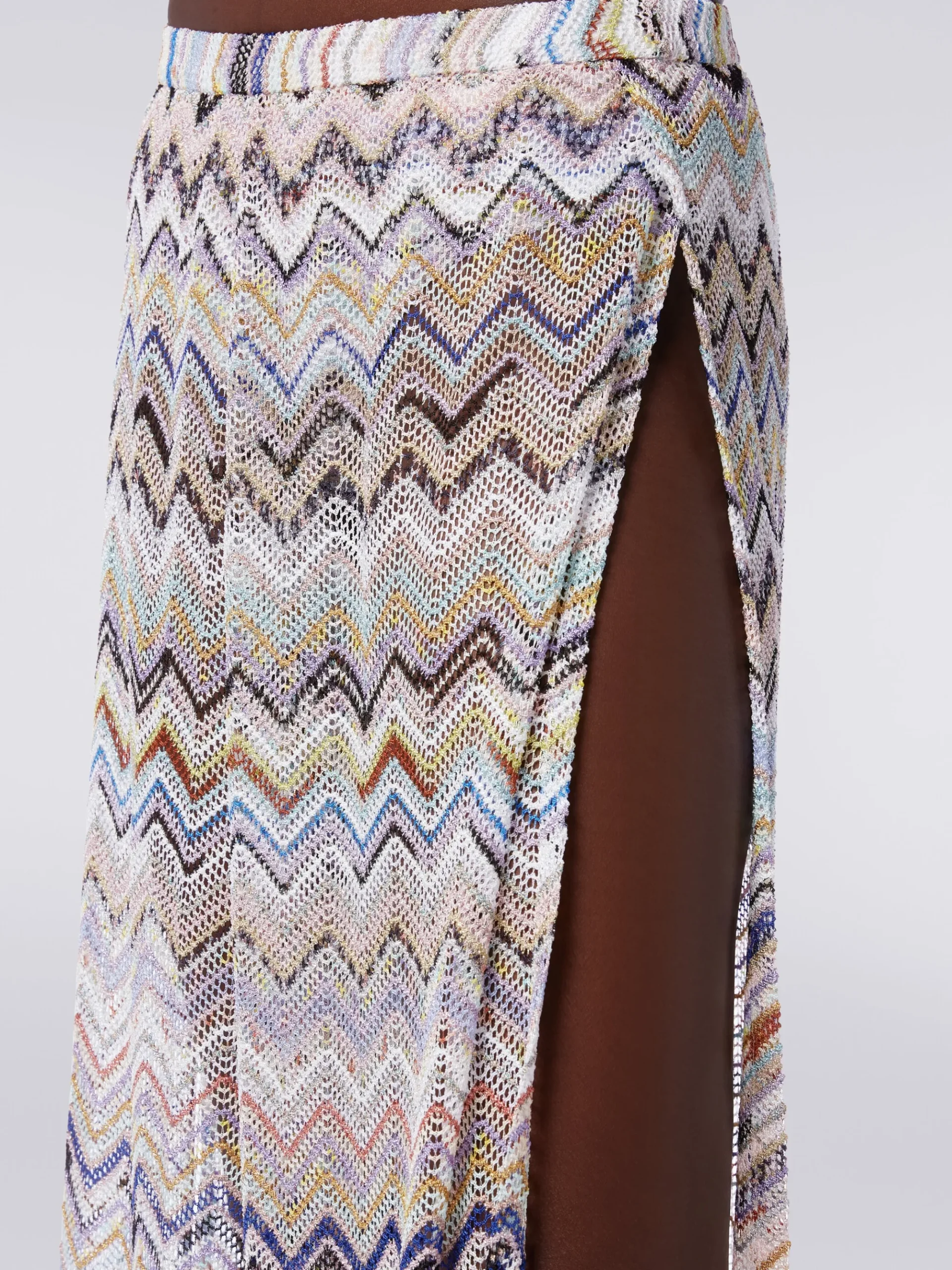 Trousers in zigzag mesh viscose with lurex