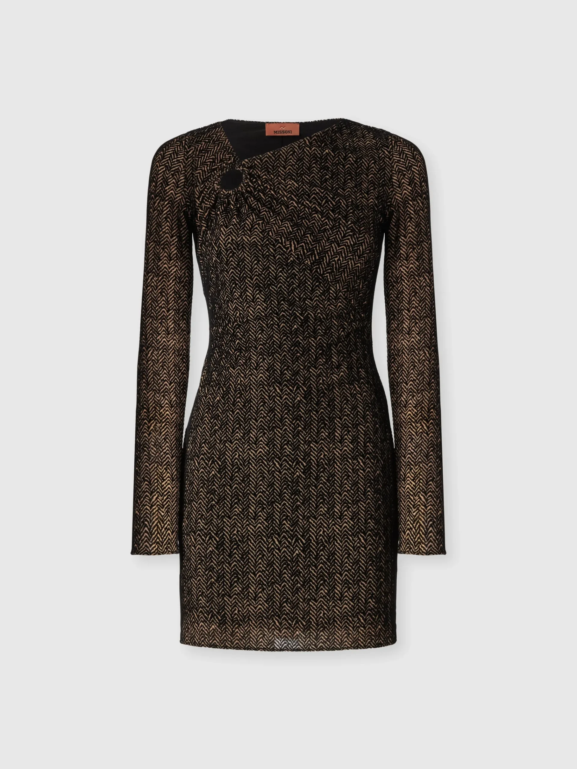 Tulle mini-dress with gathered neckline
