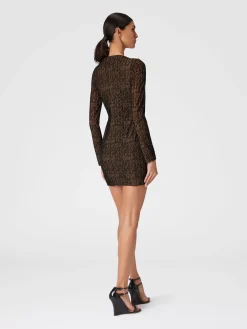 Tulle mini-dress with gathered neckline