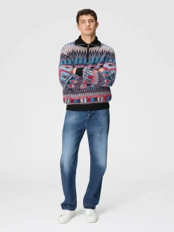 Turtleneck wool-blend sweater with zip