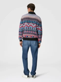 Turtleneck wool-blend sweater with zip