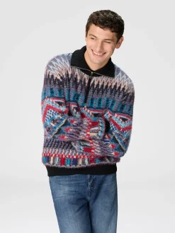 Turtleneck wool-blend sweater with zip