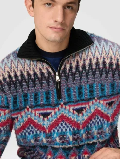 Turtleneck wool-blend sweater with zip