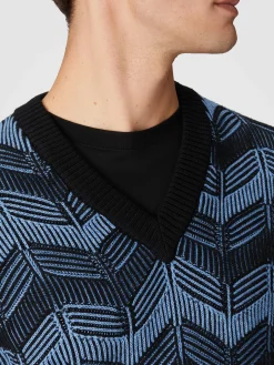 Vest in virgin wool and zigzag cotton
