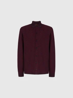 Virgin wool and viscose shirt with wave pattern