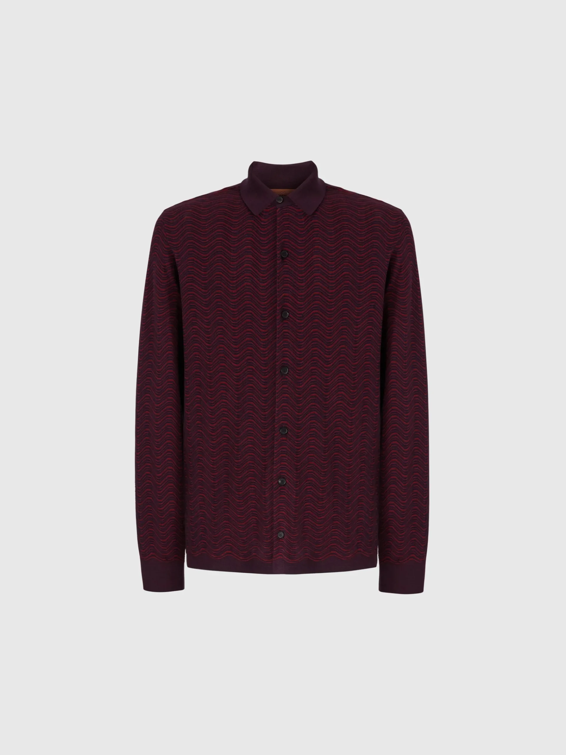 Virgin wool and viscose shirt with wave pattern