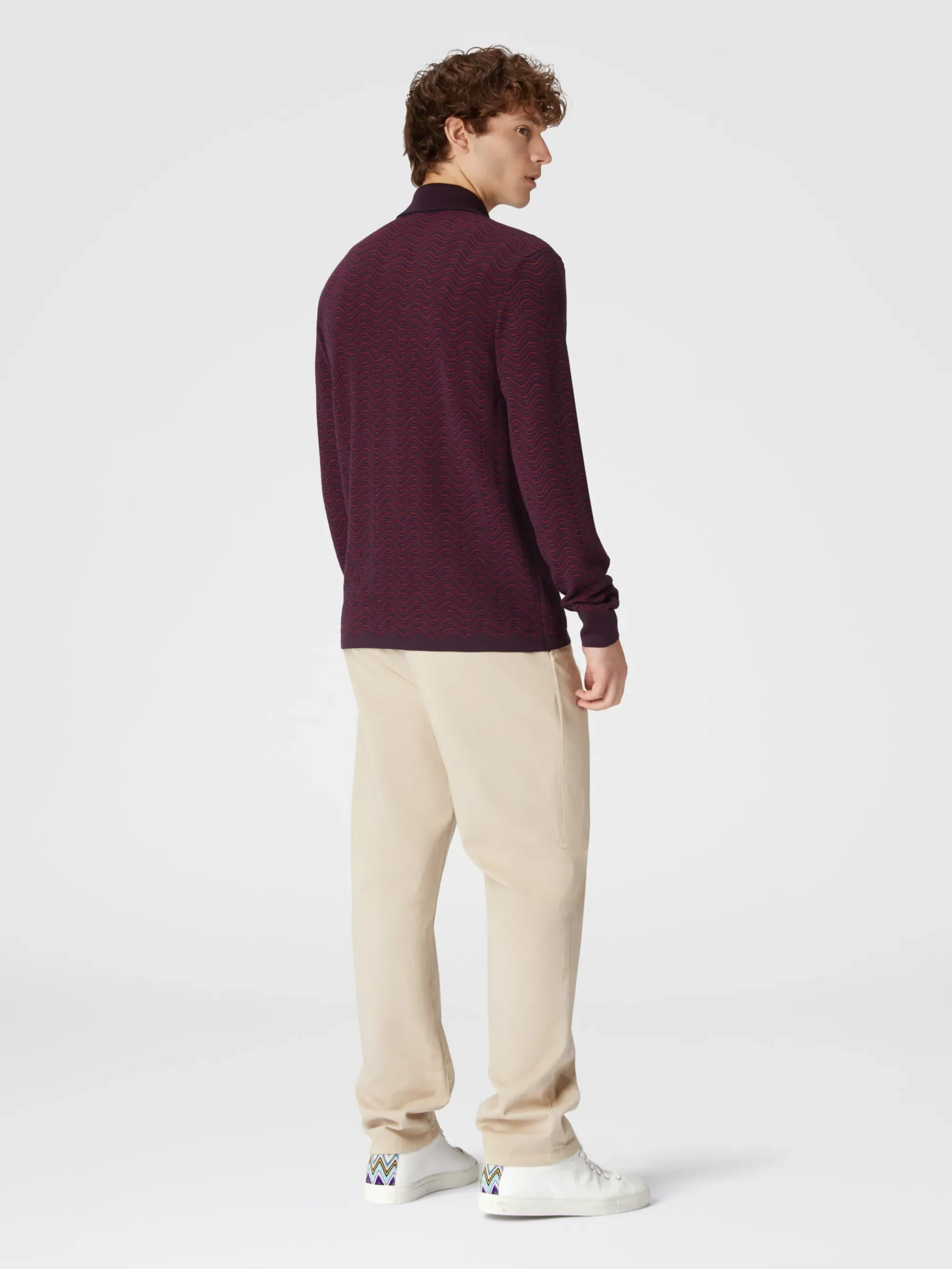 Virgin wool and viscose shirt with wave pattern