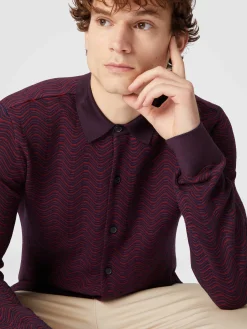 Virgin wool and viscose shirt with wave pattern