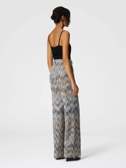 Viscose and lamé wool trousers