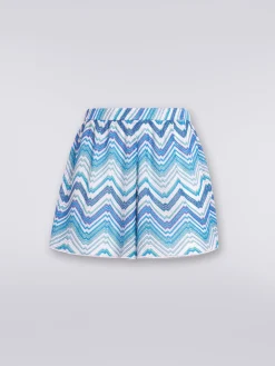 Viscose and lurex chevron cover-up shorts