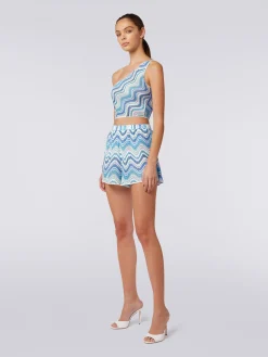 Viscose and lurex chevron cover-up shorts