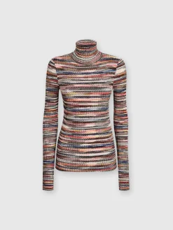 Viscose and ribbed wool turtleneck