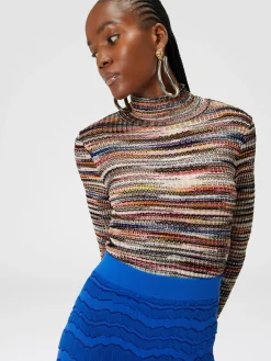 Viscose and ribbed wool turtleneck