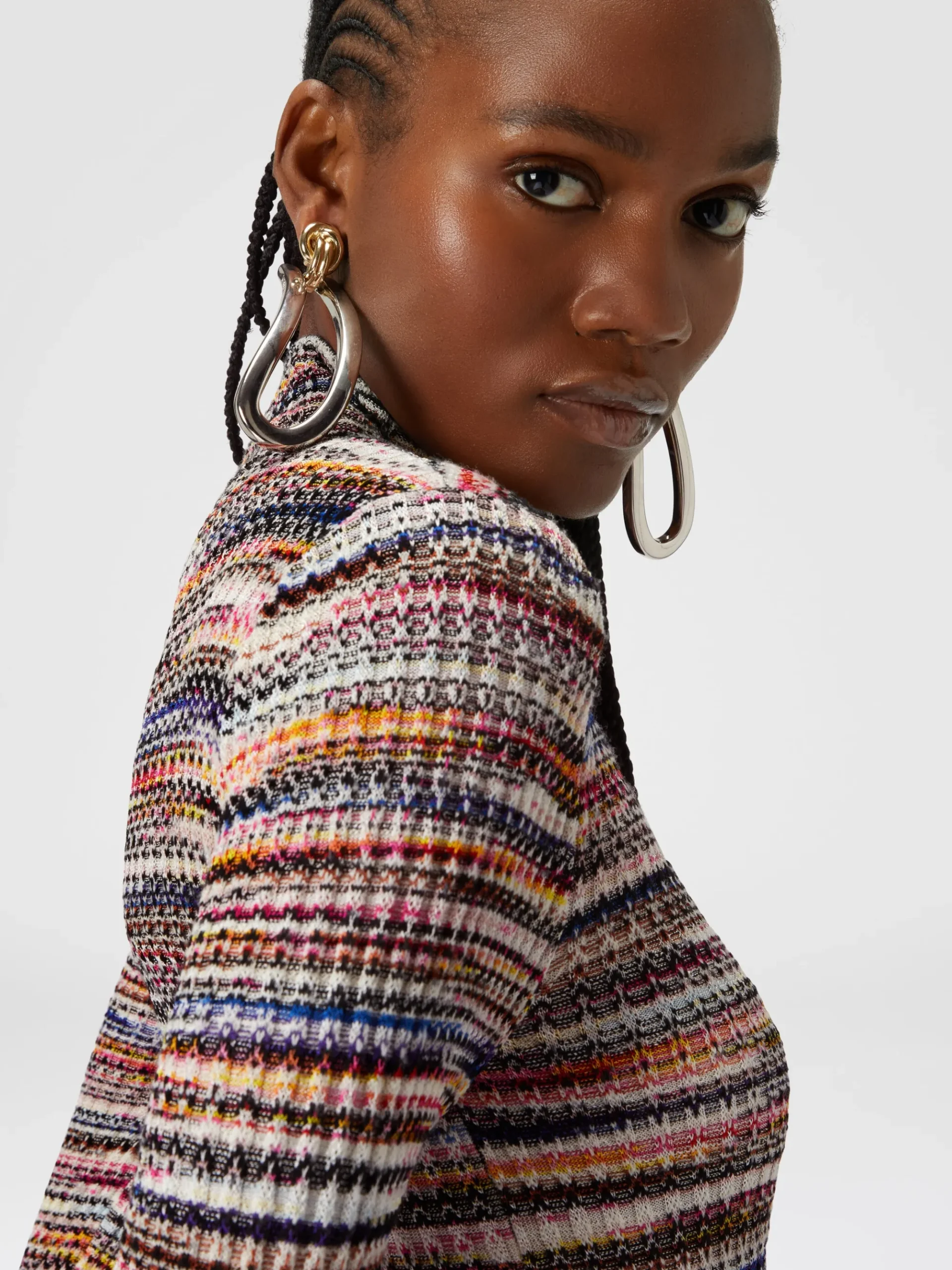 Viscose and ribbed wool turtleneck