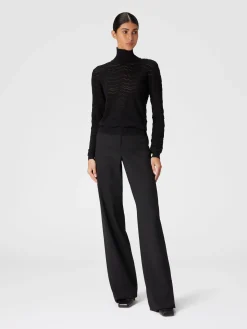 Viscose and wool turtleneck with tone-on-tone zigzag