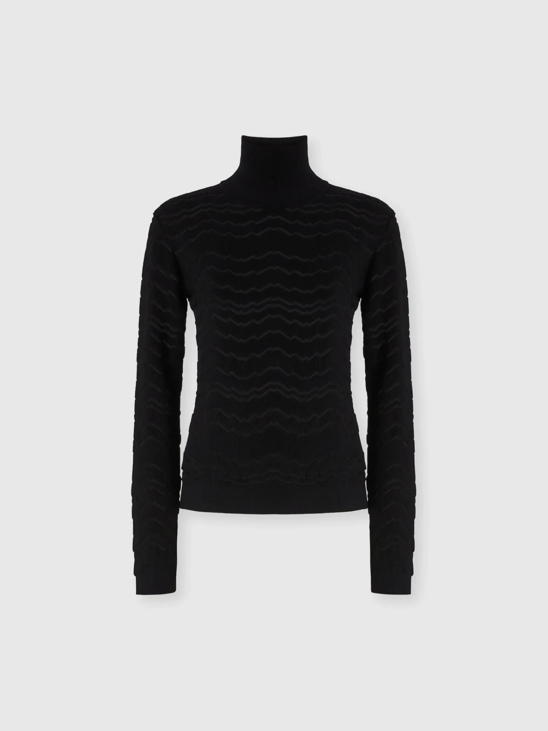 Viscose and wool turtleneck with tone-on-tone zigzag
