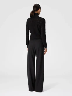 Viscose and wool turtleneck with tone-on-tone zigzag