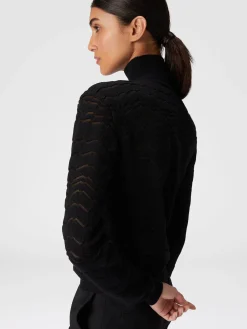 Viscose and wool turtleneck with tone-on-tone zigzag